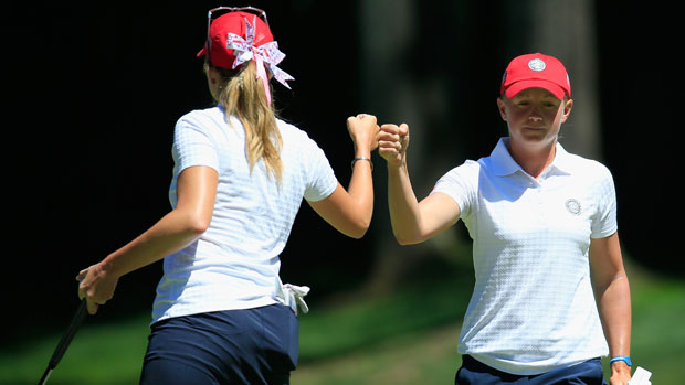 Paula Creamer and Stacy Lewis during Day 2 at the International Crown