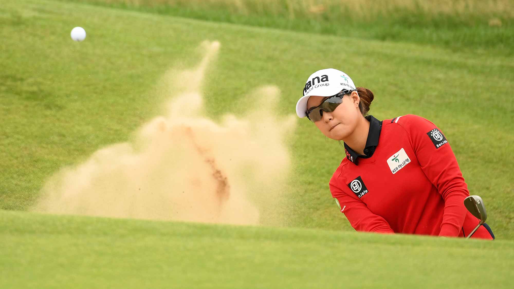 Minjee Lee of Australia plays her third shot on the 3rd hole during day three of Ricoh Women's British Open at Royal Lytham & St. Annes on August 4, 2018 in Lytham St Annes, England