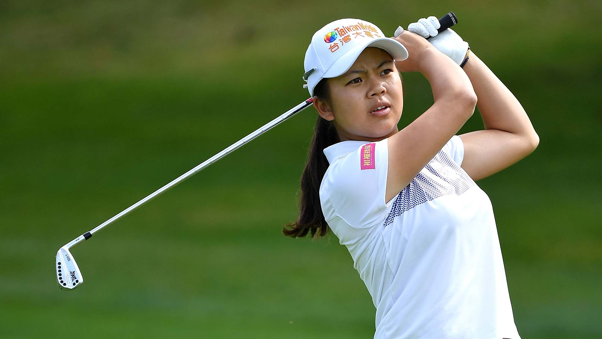 Wei-Ling Hsu of Taiwan plays a shot during day two of the Evian Championship
